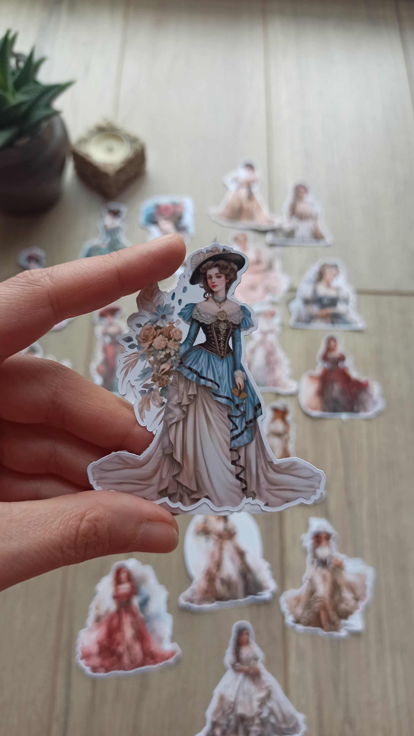 40 Adet Victorian Lady Sticker Bullet Journal Scrapbook Laptop Sticker Vintage Kadın Bundle