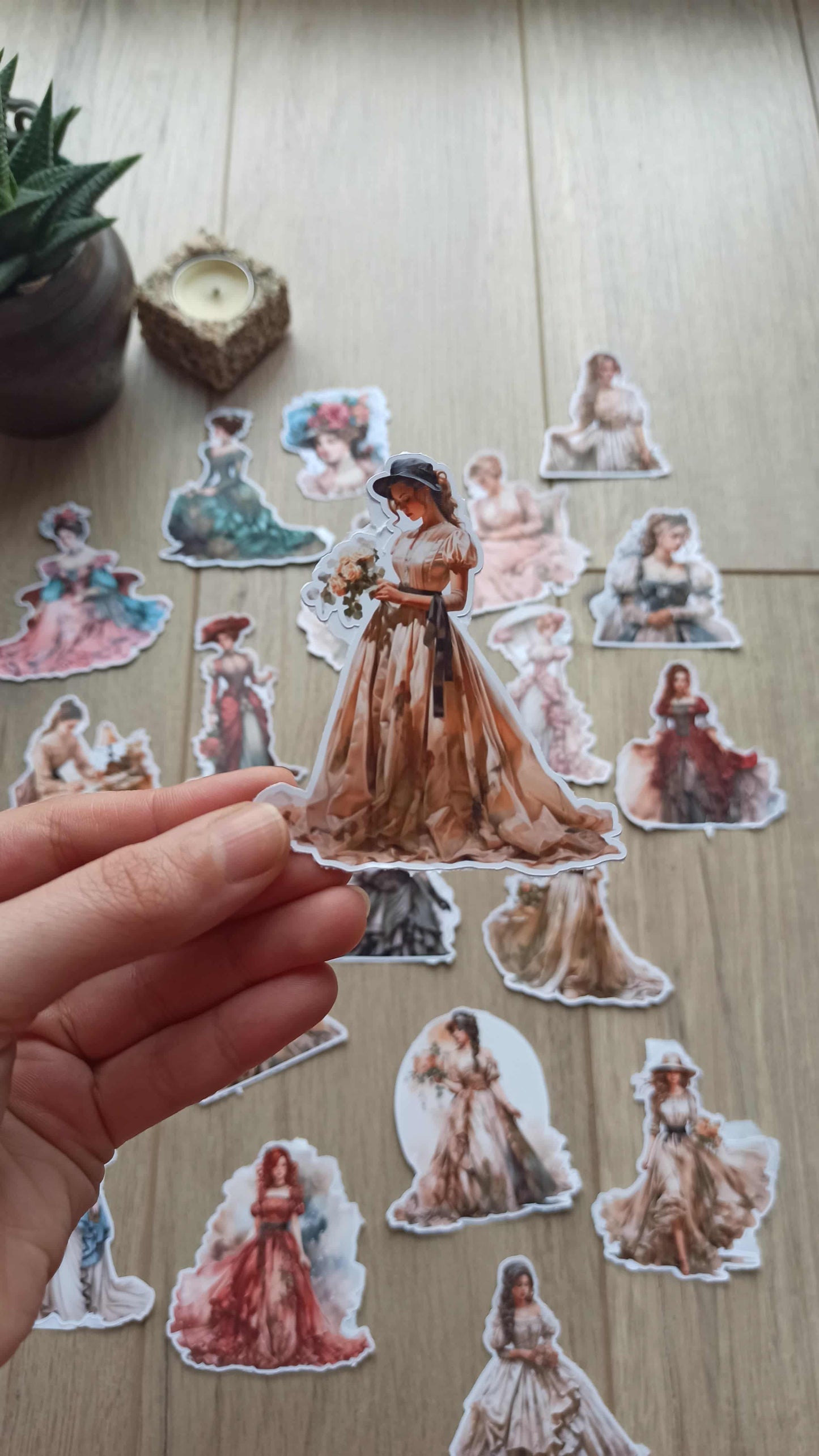 40 Adet Victorian Lady Sticker Bullet Journal Scrapbook Laptop Sticker Vintage Kadın Bundle