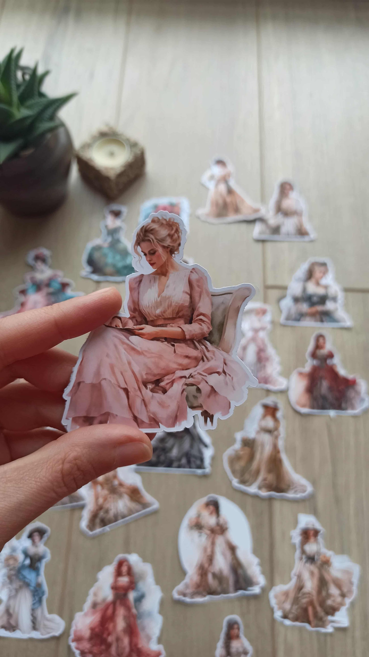40 Adet Victorian Lady Sticker Bullet Journal Scrapbook Laptop Sticker Vintage Kadın Bundle