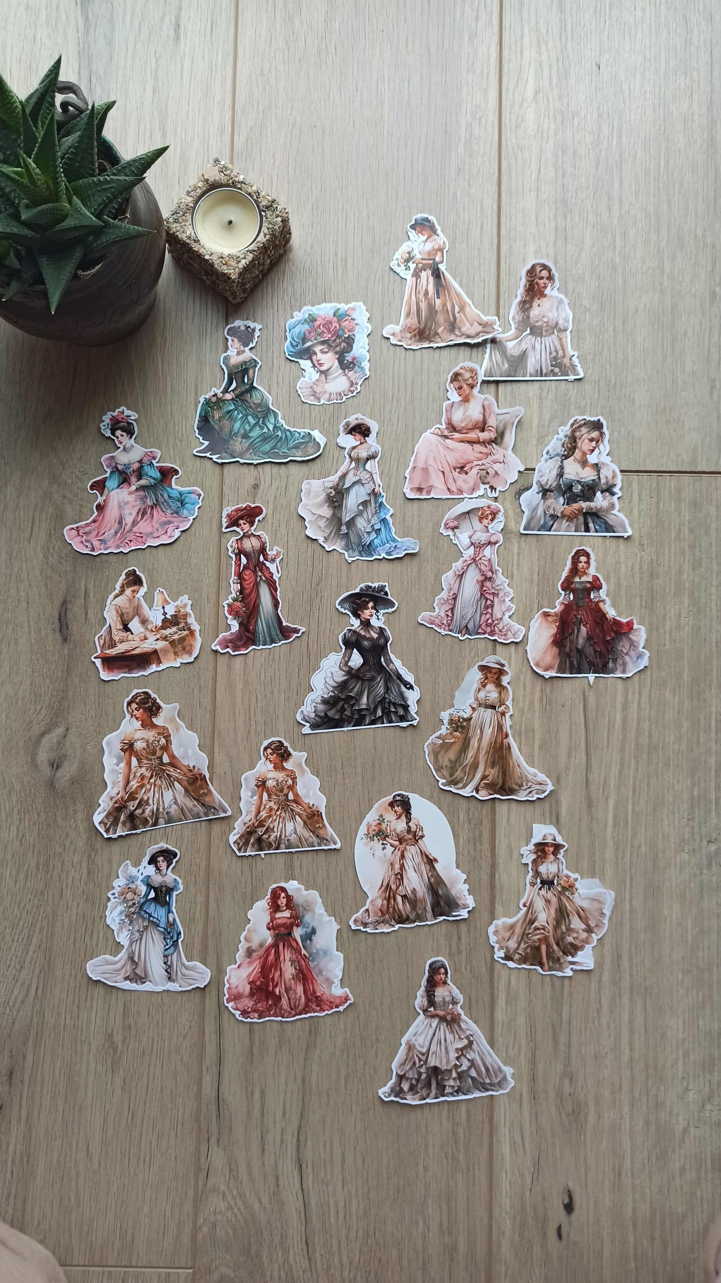 40 Adet Victorian Lady Sticker Bullet Journal Scrapbook Laptop Sticker Vintage Kadın Bundle