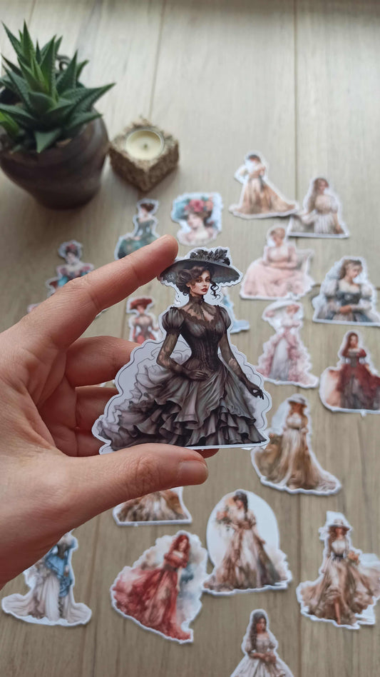21 Adet Victorian Lady Sticker Bullet Journal Scrapbook Laptop Sticker Vintage Kadın