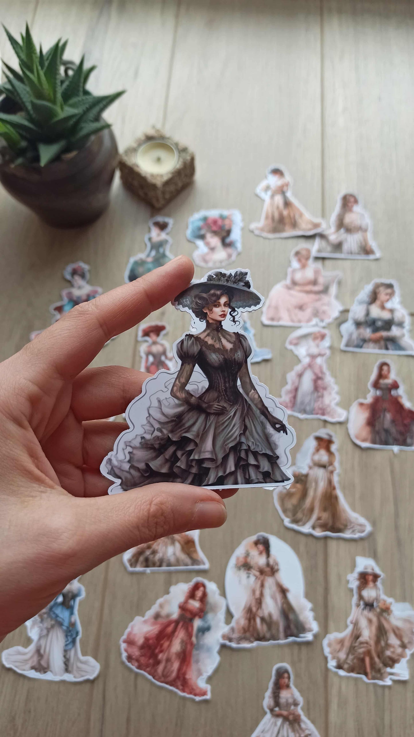 40 Adet Victorian Lady Sticker Bullet Journal Scrapbook Laptop Sticker Vintage Kadın Bundle