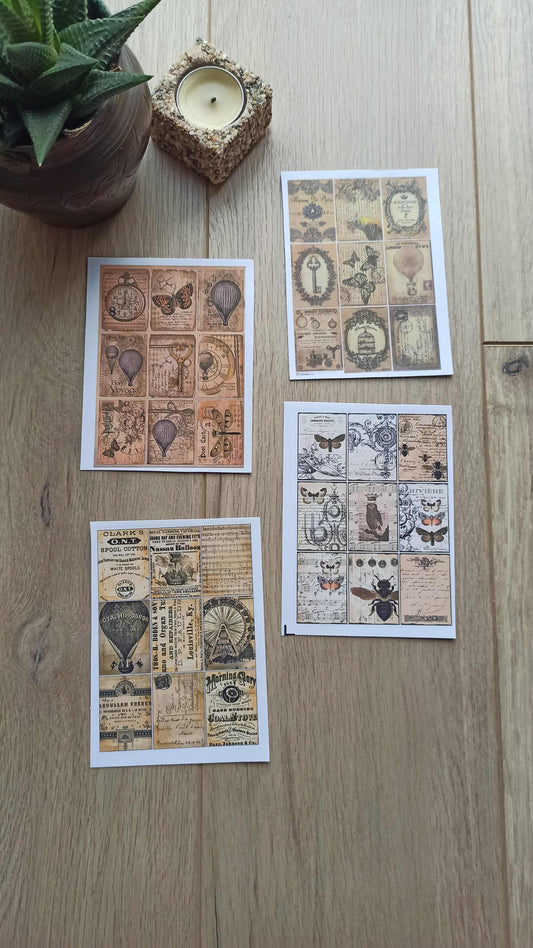 36 Adet 4 Parça Scrapbook Sticker Seti Bullet Journal Sticker Vintage Kare Sticker