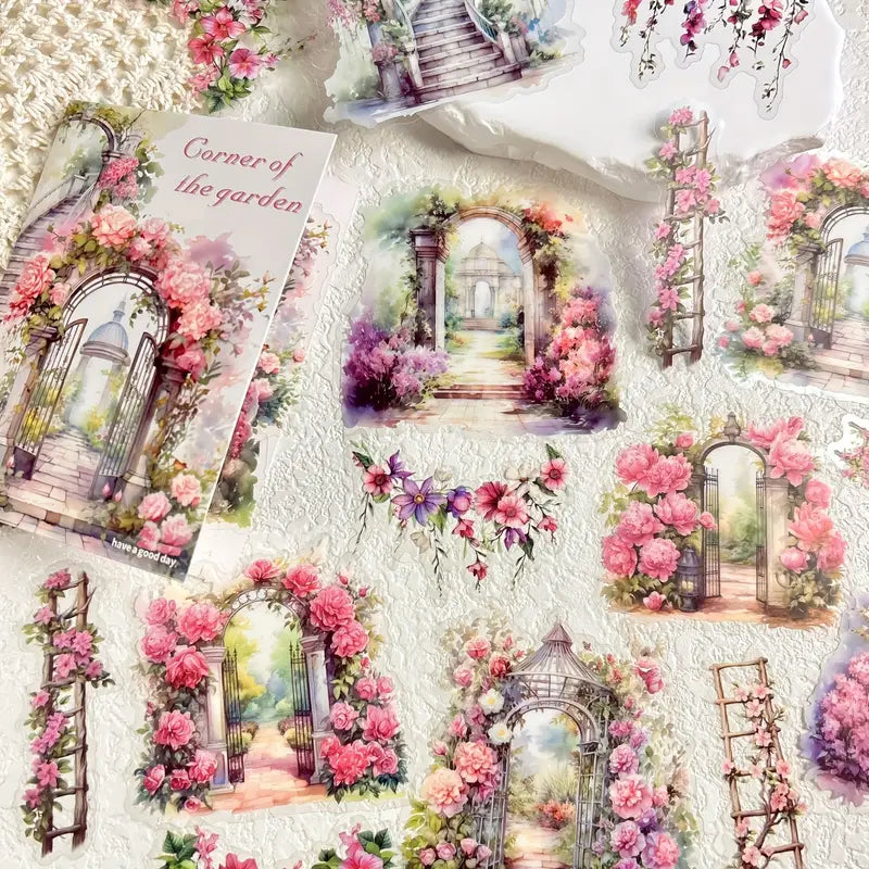 30 Adet Şeffaf Bahçe Temalı Sticker Seti Bullet Journal Scrapbook Şeffaf Sticker Laptop Ajanda Planlayıcı