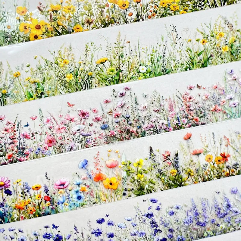Şeffaf Çiçek Şerit Pet Bant Rulo 3cmx2m Scrapbook Bullet Journal Ajanda Washi Tape