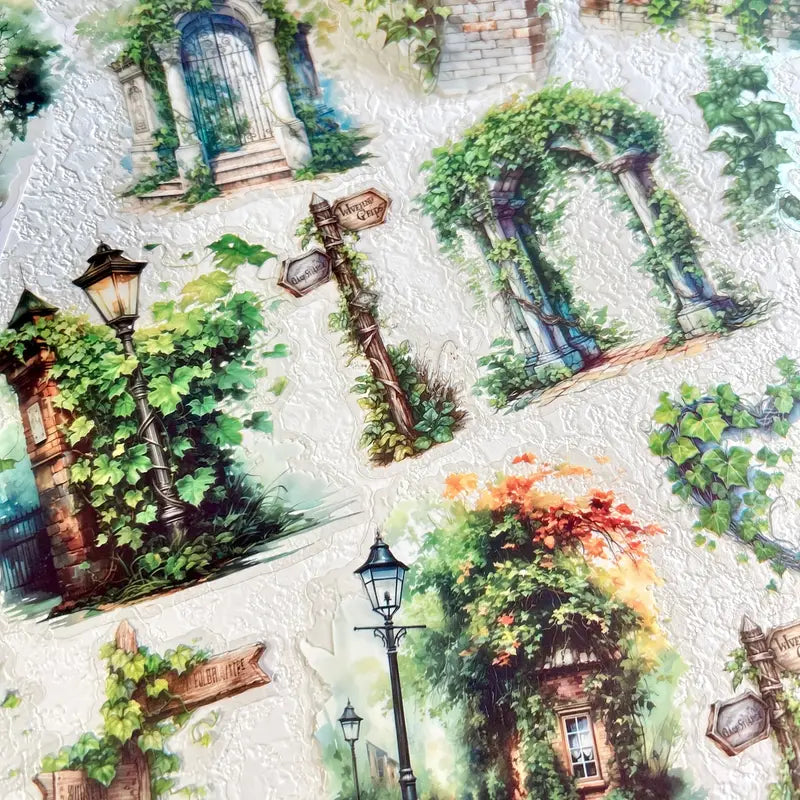 30 Adet Şeffaf Bahçe Temalı Sticker Seti Bullet Journal Scrapbook Şeffaf Sticker Laptop Ajanda Planlayıcı
