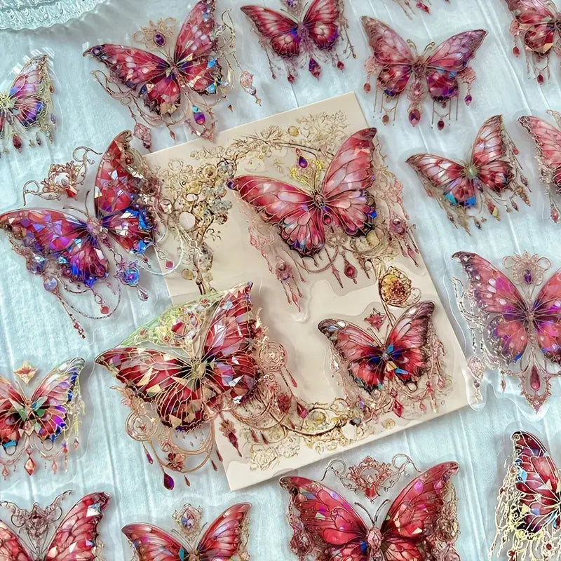 20 Adet Yaldızlı Şeffaf Kelebek Sticker Seti Bullet Journal Scrapbook Şeffaf Holografik Sticker Laptop Ajanda Planlayıcı
