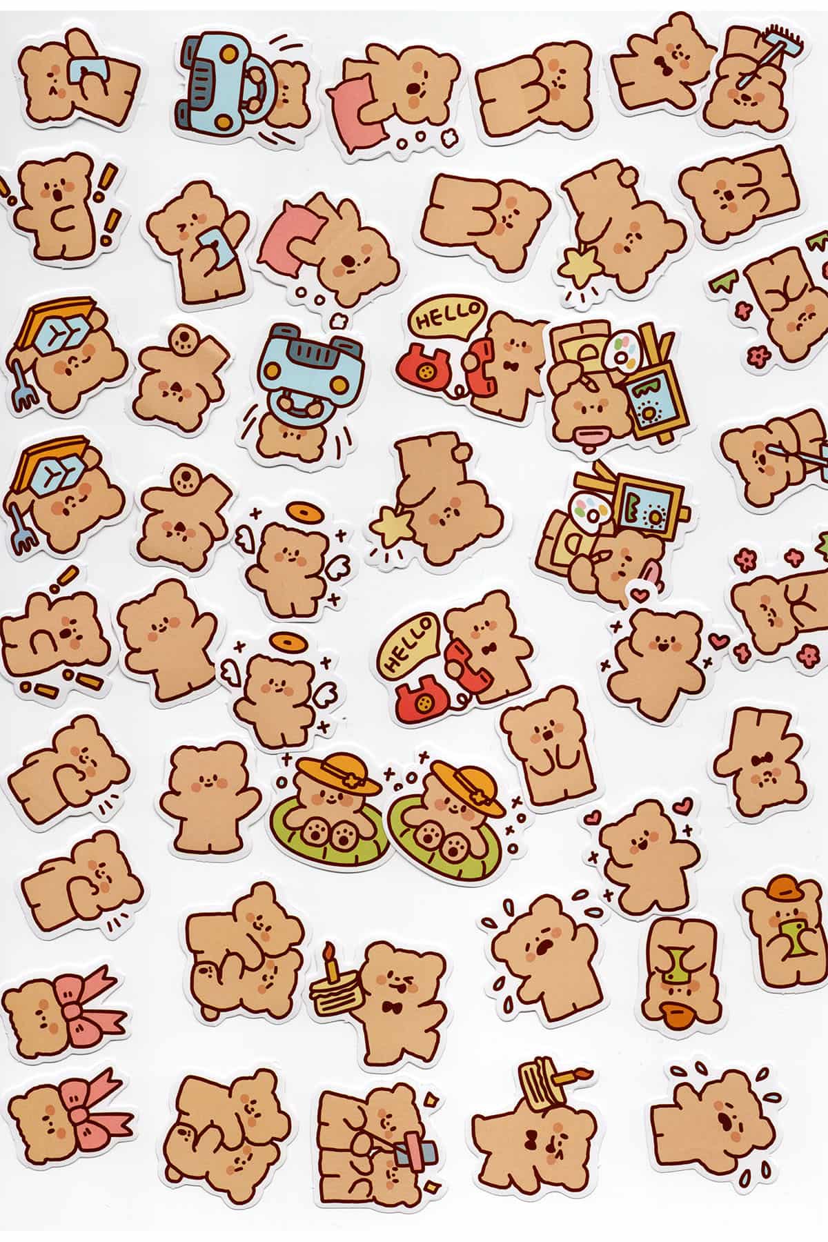 50 Adet Kawaii Ayıcık Sticker Seti Bullet Journal Scrapbook Laptop Ajanda Planlayıcı Mini Sevimli