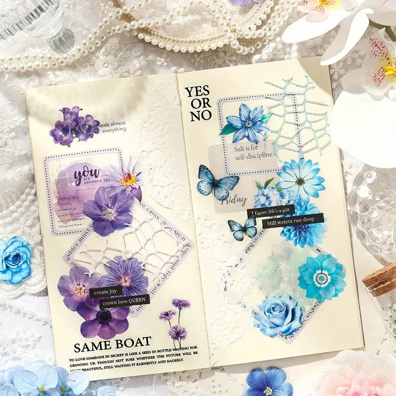 60 Adet Gerçek Görünümlü Şeffaf Çiçek Sticker Seti Bullet Journal Scrapbook Şeffaf Sticker Laptop Ajanda Planlayıcı