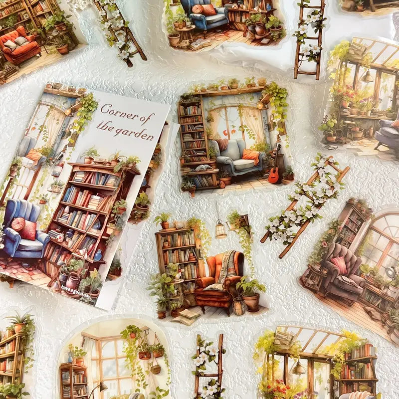 30 Adet Şeffaf Bahçe Temalı Sticker Seti Bullet Journal Scrapbook Şeffaf Sticker Laptop Ajanda Planlayıcı