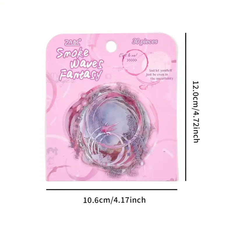 30 Adet Şeffaf Yazılı Leke Sticker Seti Bullet Journal Scrapbook Şeffaf  Sticker Laptop Ajanda Planlayıcı