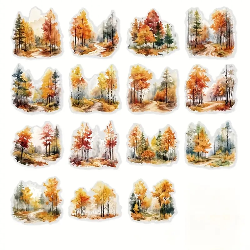 30 Adet Şeffaf Manzara Sticker Seti Bullet Journal Scrapbook Şeffaf Orman Sticker Laptop Ajanda Planlayıcı