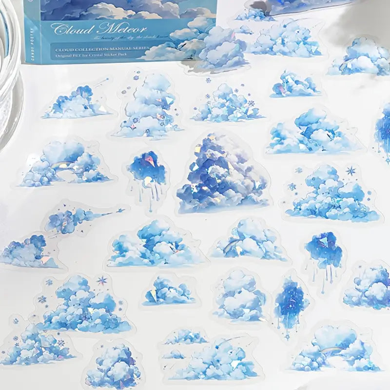 30 Adet Şeffaf Bulut Sticker Seti Bullet Journal Scrapbook Şeffaf Sticker Laptop Ajanda Planlayıcı