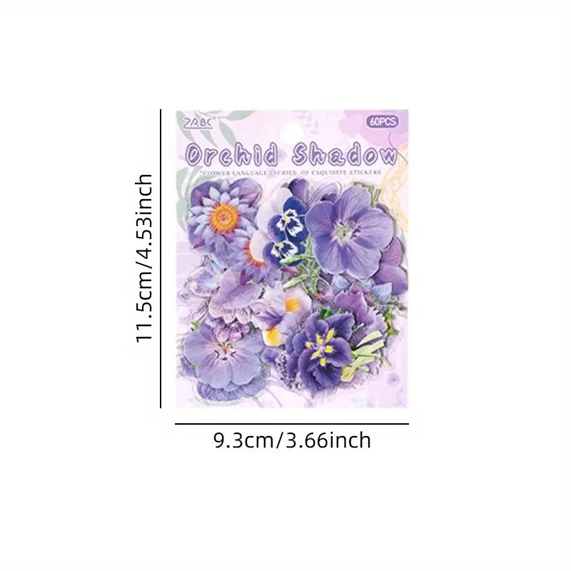 60 Adet Gerçek Görünümlü Şeffaf Çiçek Sticker Seti Bullet Journal Scrapbook Şeffaf Sticker Laptop Ajanda Planlayıcı