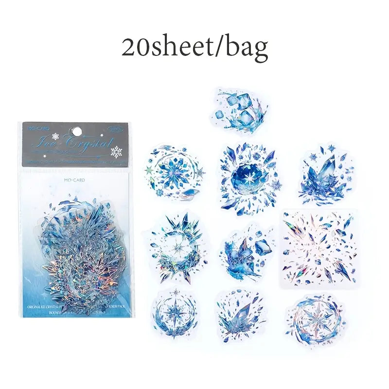 20 Adet Gümüş Yaldızlı Şeffaf Su Temalı Sticker Seti Bullet Journal Scrapbook Şeffaf Sticker Laptop Ajanda Planlayıcı