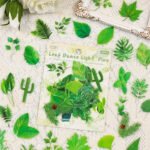 60 Adet Yeşil Şeffaf Yaprak Sticker Seti Bullet Journal Scrapbook Laptop Ajanda Planlayıcı