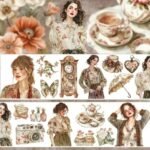 Şeffaf Vintage Kız Tema Pet Bant Rulo 6cmx2m Scrapbook Bullet Journal Ajanda Washi Tape