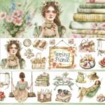 Şeffaf Bahar Çiçek Kız Tema Pet Bant Rulo 6cmx2m Scrapbook Bullet Journal Ajanda Washi Tape