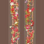 Şeffaf Kırmızı Çiçek Merdiven Tema Pet Bant Rulo 4cmx2m Scrapbook Bullet Journal Ajanda Washi Tape