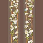 Şeffaf Beyaz Çiçek Merdiven Tema Pet Bant Rulo 4cmx2m Scrapbook Bullet Journal Ajanda Washi Tape