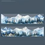 Şeffaf Mavi Manzara Pet Bant Rulo 4,5cmx2m Scrapbook Bullet Journal Ajanda Washi Tape