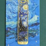 Yıldızlı Gece Van Gogh Geçmeli Altın Renk Metal Kitap Ayracı Hediyelik Sanatsal