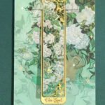 Beyaz Güllü Vazo Van Gogh Geçmeli Altın Renk Metal Kitap Ayracı Hediyelik Sanatsal