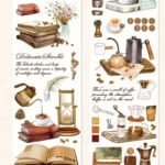 Kahve Temalı Washi Bant Rulo 5cmx2m Scrapbook Bullet Journal Ajanda Washi Tape Günlük Planlayıcı