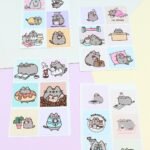 24 Adet Pusheen The Cat Sticker Sevimli Sticker Kare Sticker Laptop Sticker Kedi Sticker Sanrio Stic