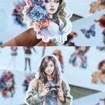 4 Sayfa Kız Sticker Suluboya Çiçek Renkli Sticker