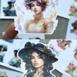 4 Sayfa Renkli Kadın Sticker Lavanta Sticker Kovboy Kız Sticker