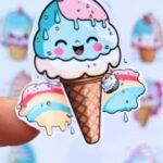 13 Adet Sevimli Dondurma Sticker Seti Cupcake Sticker Çocuk Sticker