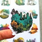 12 Adet Suluboya Abstract Manzara Sticker Bullet Journal Scrapbook Laptop Sticker