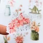 7 Adet Suluboya Vazo Orkide Çiçek Sticker Bullet Journal Scrapbook Laptop Sticker