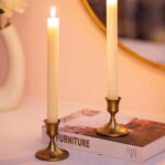 EYLÜL 2'li Şamdan Seti Eskitme Renk Dekoratif Zarif Metal Mumluk