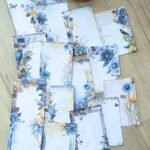 15 Adet Eskitme Vintage Mavi Çiçek Temalı Scrapbook Kağıt Seti Bullet Journal Dekupaj Kağıdı