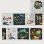 Şeffaf Gece Temalı Pet Bant Rulo Kesimli 6cmx2m Scrapbook Bullet Journal Ajanda Washi Tape Garden