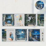 Şeffaf Gece Temalı Pet Bant Rulo Kesimli 6cmx2m Scrapbook Bullet Journal Ajanda Washi Tape Silent