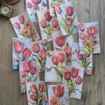 15 Adet Eskitme Vintage Lale Temalı Scrapbook Kağıt Seti Bullet Journal Dekupaj Kağıdı