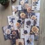 15 Adet Eskitme Vintage Gül Temalı Scrapbook Kağıt Seti Bullet Journal Dekupaj Kağıdı