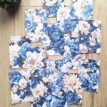 15 Adet Mavi Gül Temalı Scrapbook Kağıt Seti Bullet Journal Dekupaj Kağıdı