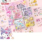 100 Sayfa 500 Adet Şeffaf Sanrio Sticker Seti Kuromi My Melody Cinnamaroll Pompom Purin Hello Kitty