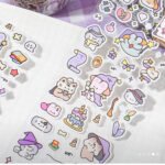 100 Adet Mini Sevimli Sticker 4x35 Cm Scrapbook Bullet Journal Ajanda Washi Mor Kawaii