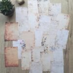 22 Adet Eskitme Vintage Yazı Temalı Scrapbook Kağıt Seti Bullet Journal Dekupaj Kağıdı