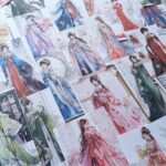 38 Adet Scrapbook Kağıt Seti Çin Japon Elibse Kız Yukata Temalı Bullet Journal Dekupaj Kağıdı