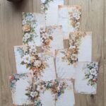 12 Adet Eskitme Vintage Çiçek El Yazı Temalı Scrapbook Kağıt Seti Bullet Journal Dekupaj Kağıdı