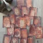 20 Adet Eskitme Vintage Kızıl Şal Desen Temalı Scrapbook Kağıt Seti Bullet Journal Dekupaj Kağıdı