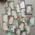 20 Adet Eskitme Vintage Yeşil Temalı Scrapbook Kağıt Seti Bullet Journal Dekupaj Kağıdı