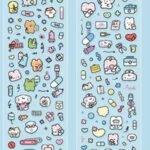 100 Adet Mini Sevimli Sticker 4x35 Cm Scrapbook Bullet Journal Ajanda Washi Mavi Kawaii