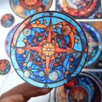 20 Adet Vitray Sticker Seti Bullet Journal Laptop Termos Scrapbook Renkli Cam Yuvarlak Kare Sticker